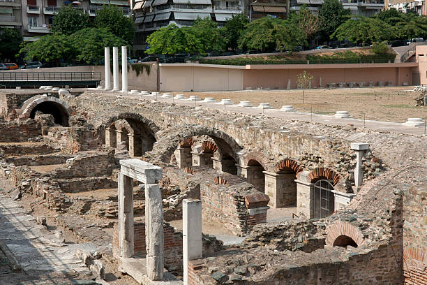 Ruins of Ancient Agora, Thessaloniki stock photo