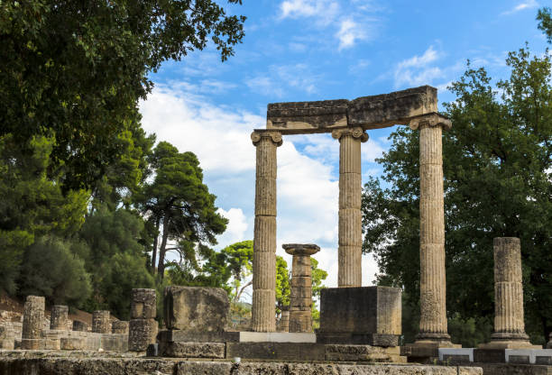 Ruins of archaeological site of Olympia in Peloponnese, Greece. stock photo