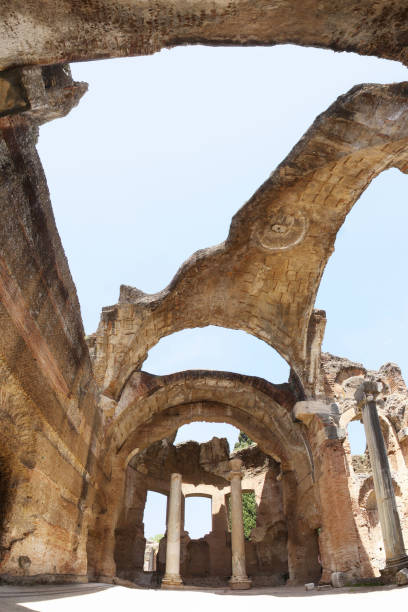 Ruins of Hadrian's villa in Tivoli stock photo