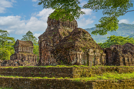 Ruins of old hindu temple at My Son, Vietnam. This sanctuary is a UNESCO World Heritage site in Vietnam. Travel and religion concept