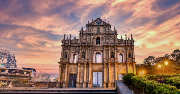 Ruins of St. Paul's, Cathedral ancient antique architecture in Macau landmark, Beautiful historic building of Macau, UNESCO World Heritage Site, Macau, China, Asian, Asia. Ruins of St. Paul's, Cathedral ancient antique architecture in Macau landmark, Beautiful historic building of Macau, UNESCO World Heritage Site, Macau, China, Asian, Asia. macao stock pictures, royalty-free photos & images