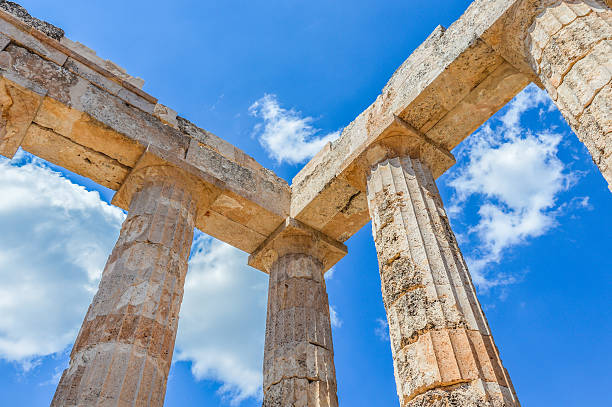 Ruins of the Zeus Temple in Ancient Nemea - Greece Ruins of the Zeus Temple in Ancient Nemea - Greece peloponnese stock pictures, royalty-free photos & images