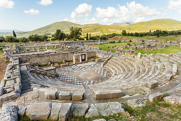 ruins of theater in Ancient Messinia, Peloponnes, Greece ruins of theater in Ancient city of Messinia, Peloponnes, Messenia, Greece peloponnese stock pictures, royalty-free photos & images