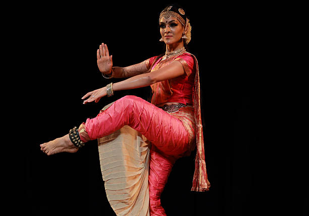 Rukmini Vijaykumar - Bharatanatyam Bangalore, India - June 14, 2014: Rukmini Vijayakumar, renowned dancer, cine actress and model in South India performs Bharatanatyam at Khincha auditorium in Bangalore on June 14 arranged by Indian Council for Cultural Relations (ICCR). Her expressions and energetic moves are notable. bharatnatyam stock pictures, royalty-free photos & images