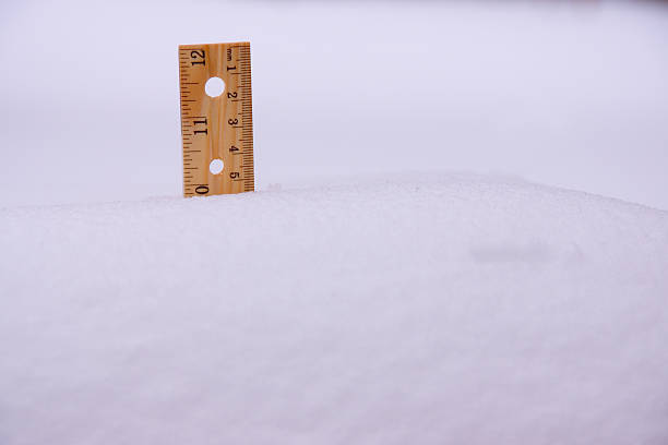 Ruler in Snow Ten Inches stock photo