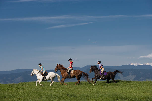 Running on horseback stock photo