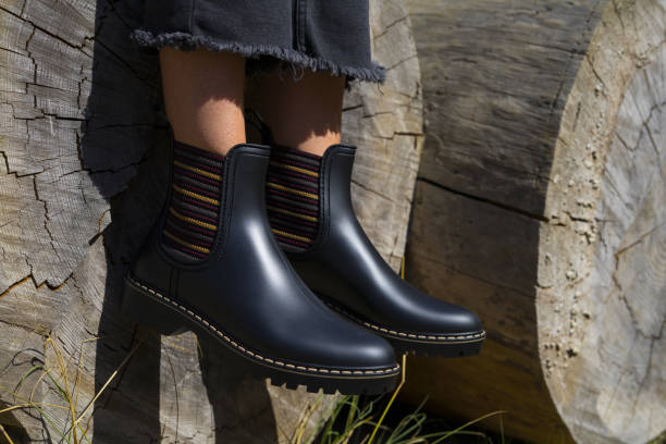 Rural women's boots ideal for the countryside stock photo
