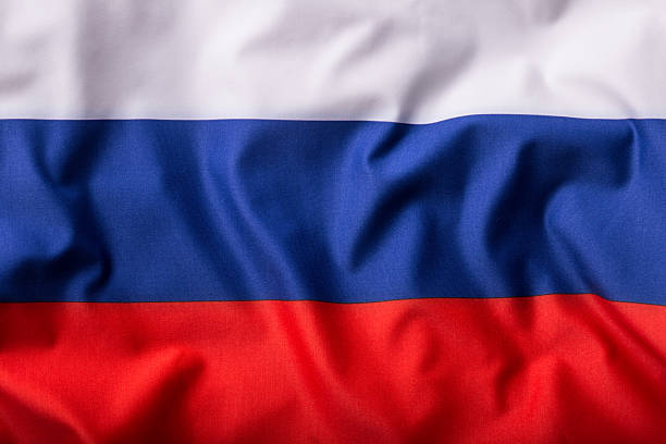 Russia flag. Waving colorful Russia flag stock photo
