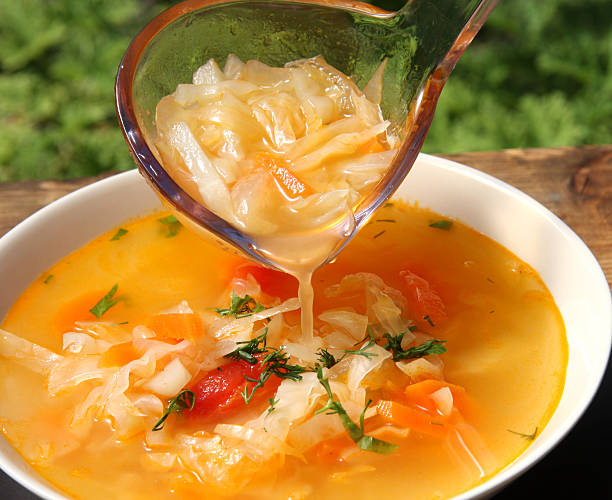 Russian cabbage soup schi stock photo