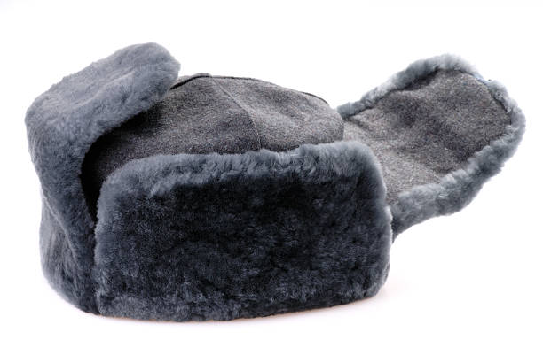 Russian fur hat with ear-flaps isolated stock photo