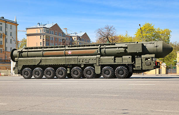 russian nuclear missile yars, moscow, russia - russian army stok fotoğraflar ve resimler