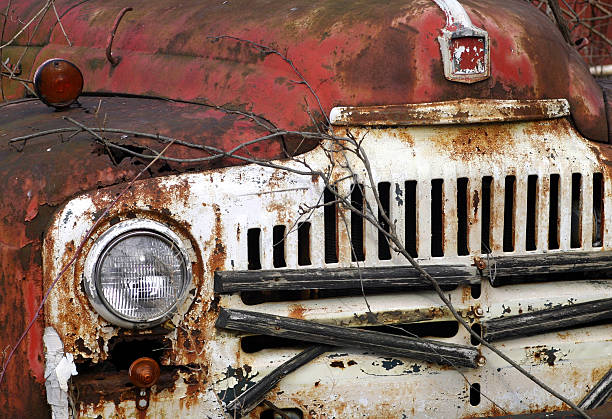 rusty abandoned truck stock photo