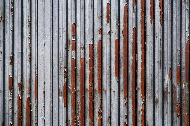 Rusty and weathered looking, corrugated metal stock photo