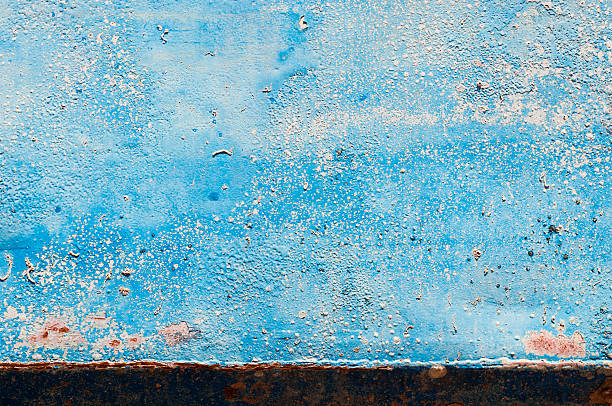 Rusty blue iron metal wall stock photo