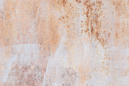 Rusty, old, shabby, metal surface in full screen with defects.