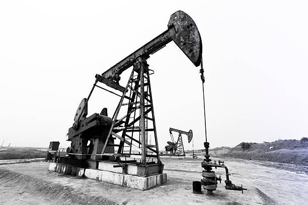 rusty oil pump stock photo