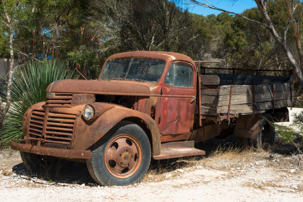 Rusty old truck in outback Australia stock photo