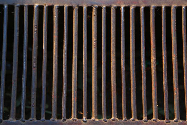 Rusty sewer drain stock photo