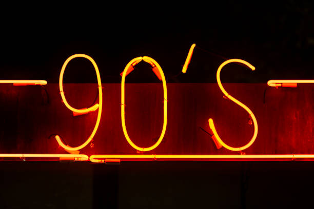 90's neon light stock photo