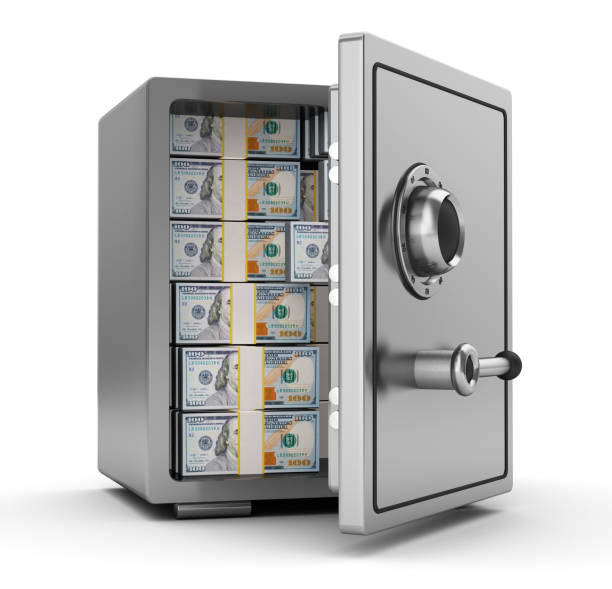safe with money 3d illustration of steel safe full of dollars safes and vaults stock pictures, royalty-free photos & images