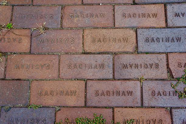 Saginaw Brick Sidewalk stock photo