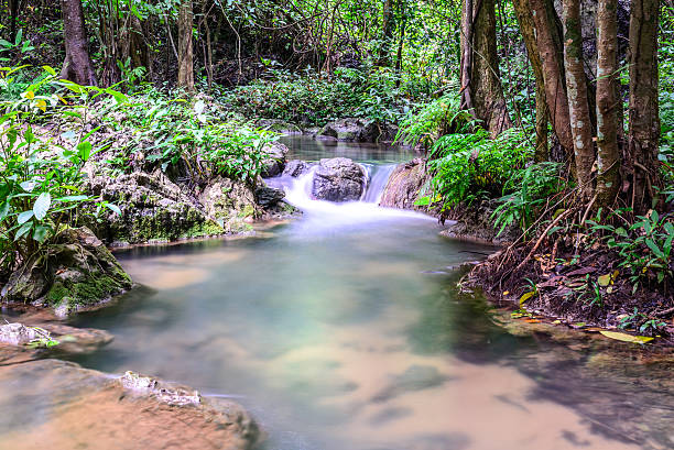 Sai Yok waterfall in national park, Kanchanaburi, Thailand. stock photo