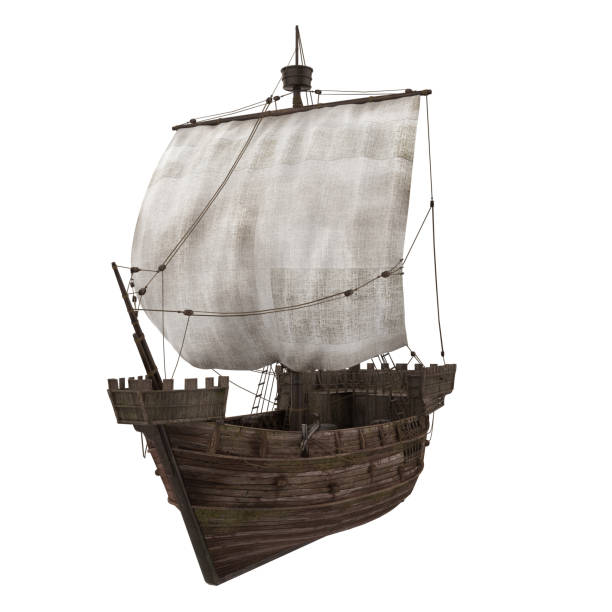 Sail Ship Isolated Sail Ship isolated on white background. 3D render galleon stock pictures, royalty-free photos & images
