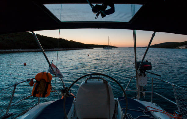 sailboat deck stock photo