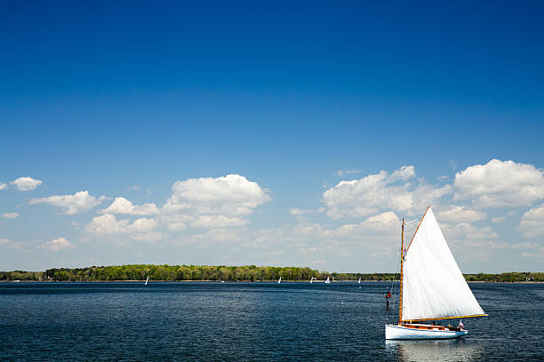 Sailboat St Michaels in Maryland at the Chesapeake Maritime Museum Sailboat in St Michaels Maryland chesapeake bay stock pictures, royalty-free photos & images