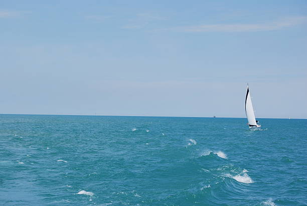 Sailing on Lake Michigan stock photo