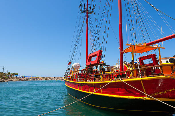 Sailing ship.  Sissi, Crete, Greece stock photo