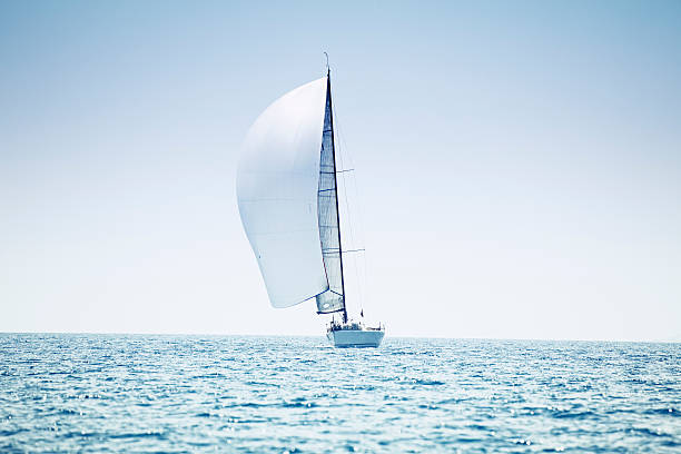 Sailing with sailboat stock photo