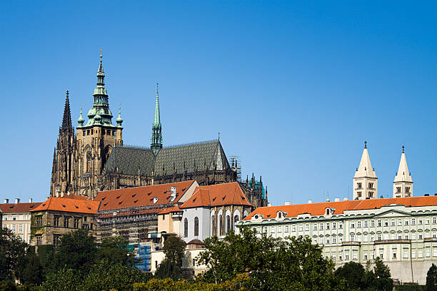 Saint Vitus Cathedral in Prague View of Saint Vitus Cathedral in Prague. This beautiful Gothic cathedral dominates the skyline in the popular tourist destination of the Czech Republic. hradcany castle stock pictures, royalty-free photos & images