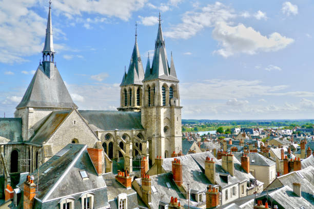 Saint-Louis Cathedral, Blois, France stock photo