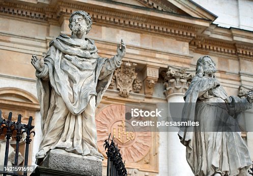 istock Saints Peter and Paul Catholic Church façade, Grodzka, Old Town, Krakow. 1421591698