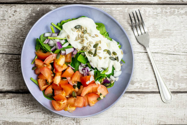 Salad and Yogurt stock photo