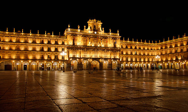 Salamanca main square night stock photo