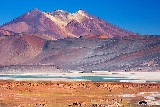 Salar de Talar and surrounding volcanoes, Atacama Desert, Chile stock photo