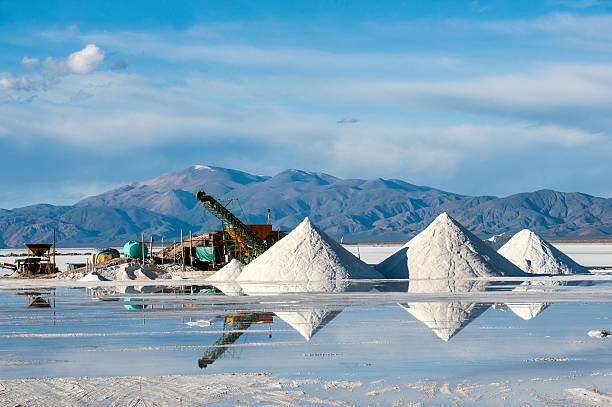 salinas grandes salt desert in the jujuy, argentina - maden stok fotoğraflar ve resimler