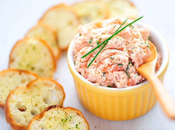 Salmon Rillette Salmon Rillette and Garlic ToastsSimilar images pate stock pictures, royalty-free photos & images