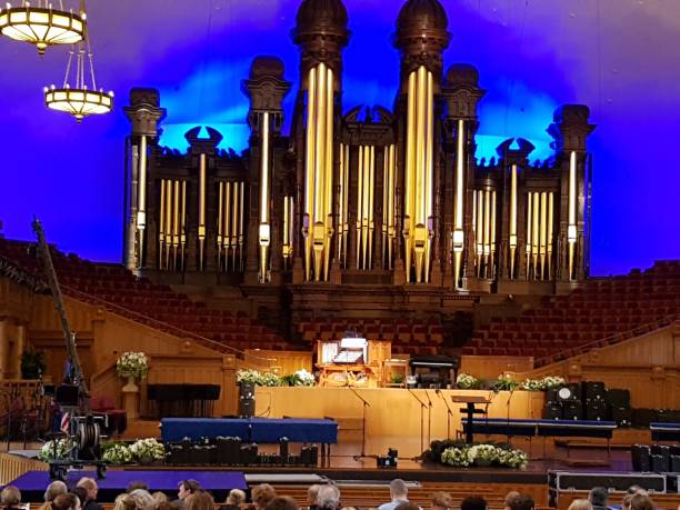 Salt Lake City Church Organ and Stage stock photo