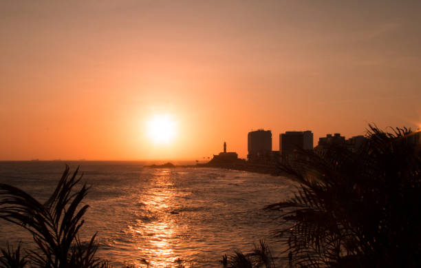 Salvador Bahia Brazil - Sunset at Barra Lighthouse stock photo