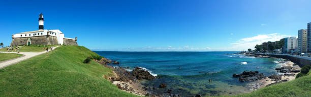 Salvador Bahia - Panoramic view of Barra Lighthouse and Barra beach stock photo
