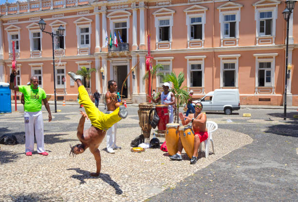 Salvador, Brazil,  Capoeira on the streets. stock photo