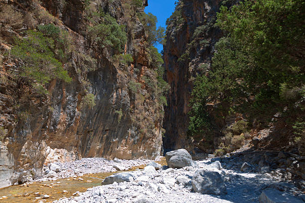 Samaria gorge at Crete island in Greece stock photo