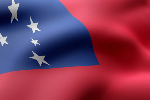 Samoa 3d flag 3d rendering of a detail of a silked Samoa flag apia samoa stock pictures, royalty-free photos & images