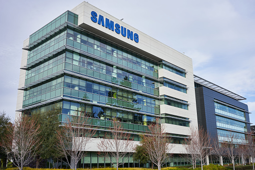 Mountain View, CA, USA - Feb 29, 2020: Office building exterior of Samsung Research America (SRA) in Mountain View, California. SRA researches and builds new core technologies to enhance the competitive edge of Samsung products.