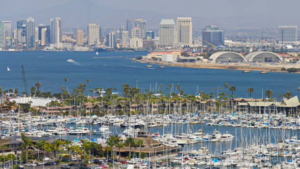 San Diego Skyline + San Diego Bay stock photo