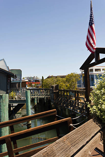 San Francisco Bay Area houseboats stock photo
