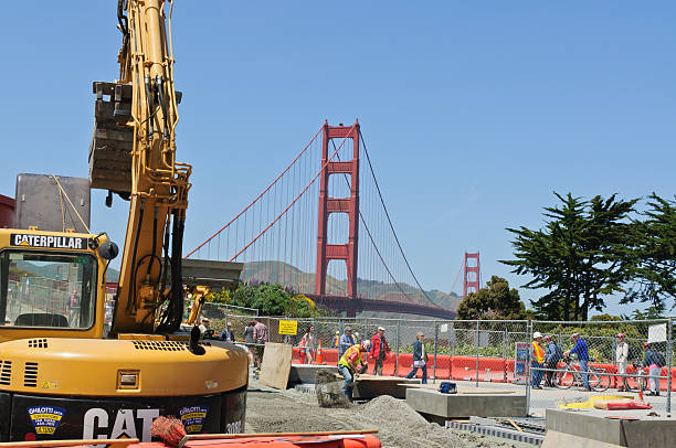 San Francisco Bridge in renovation stock photo